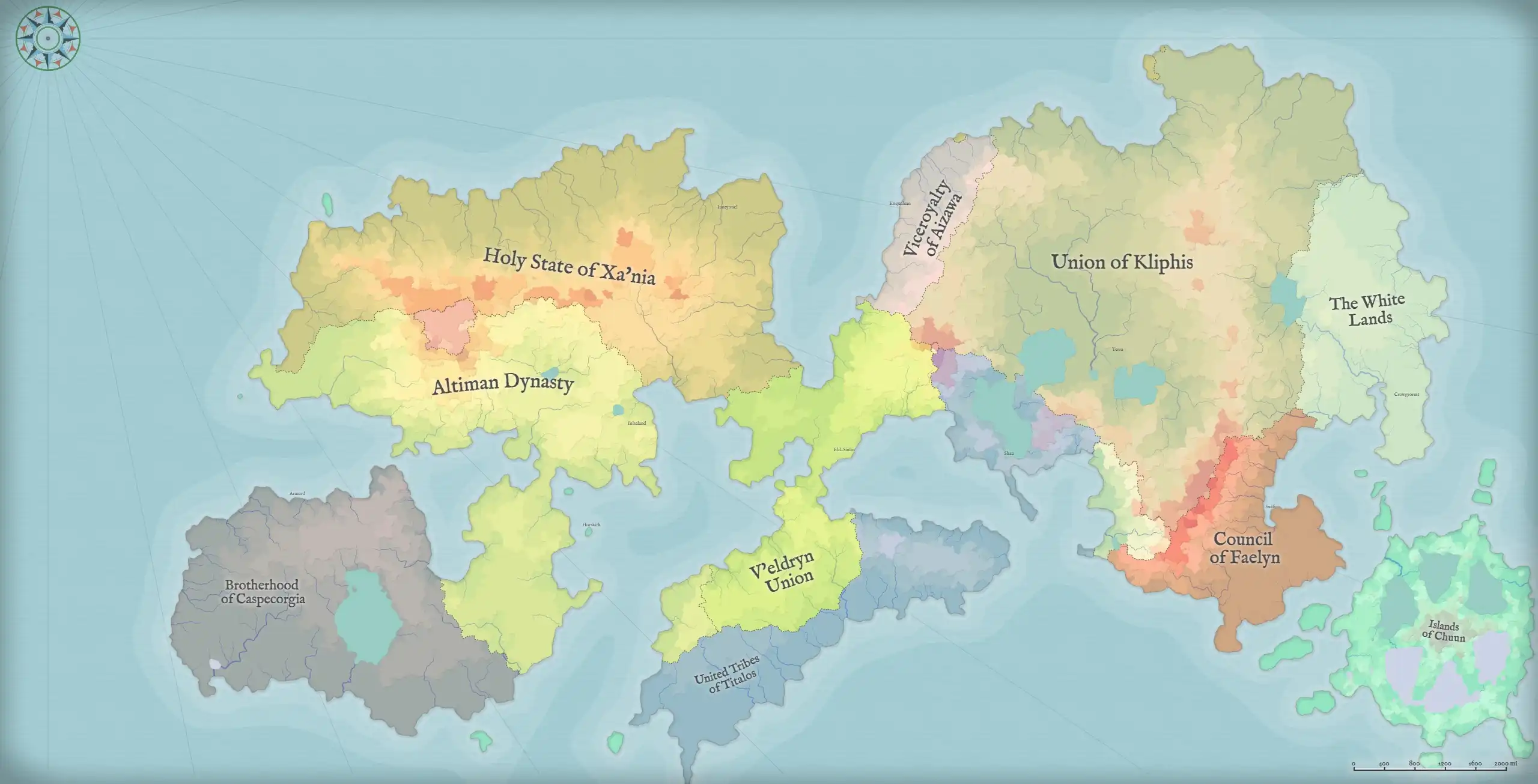 Terrarium map with supernation borders defined