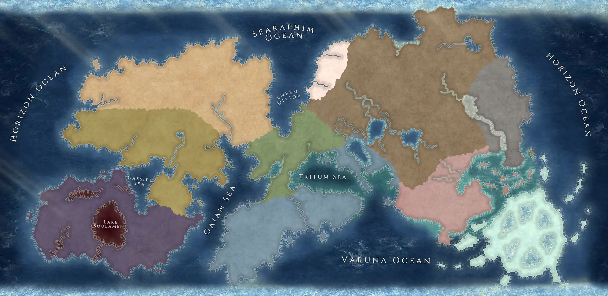 Finished artistic rendering of the Terrarium world map